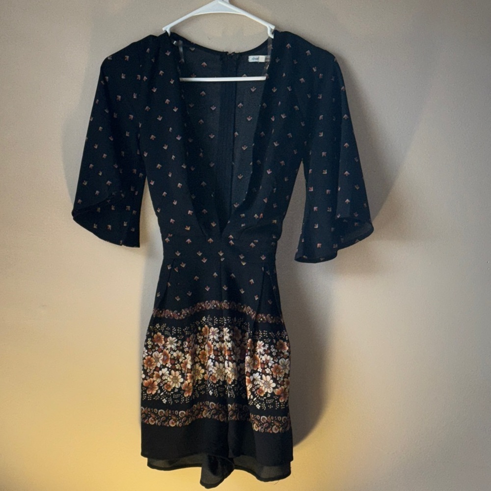 Floral Black Romper